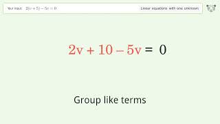 Solve 2v55v0 Linear Equation Video Solution  Tiger Algebra [upl. by Aileda184]