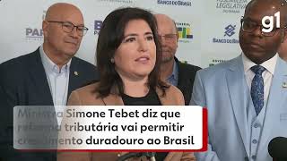 Simone Tebet falando sobre a aprovação da Reforma Tributária [upl. by Noira]