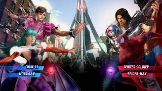 Marvel vs Capcom Infinite  Morrigan Aensland amp Chun Li vs SpiderMan amp Winter Soldier Hard AI MvC [upl. by Keeryt]