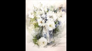 WatercolorAquarela White Flowers [upl. by Lillis288]