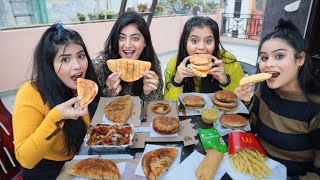 Paneer Tikka Masala PastaGarlic Bread McMaharaja McVeggie Pineapple Bowl Pizza Burger Challenge [upl. by Kendyl12]