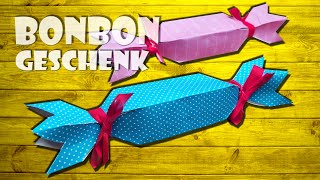 Bonbon Geschenkbox basteln aus Papier  sweet money gift box DIY birthday craft 4K [upl. by Korie]