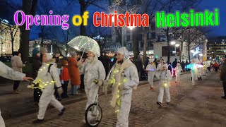 Opening of Christmas Street in Helsinki Finlandtravelhappychristmas [upl. by Worthy]