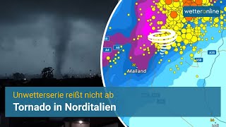 🌪️ Tornado bei Mailand  Unwetterserie in Italien reißt nicht ab [upl. by Nednyl420]