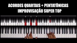 AULA COM ACORDES QUARTAIS E ESCALA PENTATÔNICA PARA IMPROVISAR  TUTORIAL JAZZ PIANO [upl. by Alleynad]