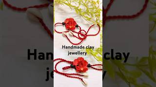 Handmade Hibiscus clay jewellery 🌺how we attach tarsel shorts clayjewelry clayart handmade [upl. by Libbna]