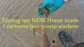 Testing my new home made Lugworm pump washersBait pumping for lugworm [upl. by Ardnikat]