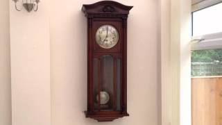 RARE UM MULLER EDWARDIAN WESTMINSTER CHIME LONGCASE WALL CLOCK [upl. by Nahsed]