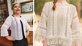 Blusa torerita suéter quotCOPITOquot a crochet TUTORIAL [upl. by Ellevehs354]