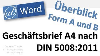 DIN 5008 Geschäftsbrief Form A und B  Word [upl. by Hoang]