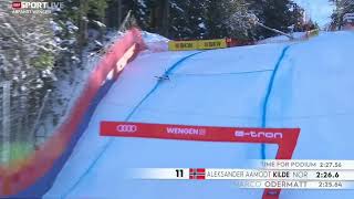 Alexander Aamodt Kilde crashes at Lauberhorn 2324 [upl. by Naitsihc]