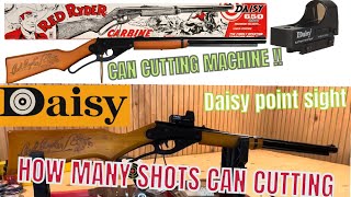 Daisy Red ryder BB gun how many shots to cut can in half amp electronic sight [upl. by Ietta67]