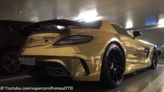 GOLD Mercedes SLS AMG BLACK SERIES in Cannes [upl. by Merriott]