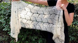 How to Crochet Lacy Scarf Lacy Leaves Mohair and Silk Yarn Shawl Crochet Video Tutorial [upl. by Dougal181]