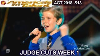 Patches Maddoc Johnson 13 year old Rapper Original song Americas Got Talent 2018 Judge Cuts 1 AGT [upl. by Tadashi]