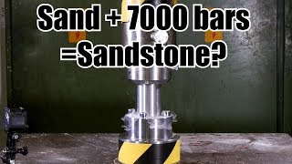 Making Sandstone from Sand with Hydraulic Press [upl. by Auqinimod64]