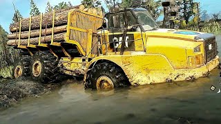 Caterpillar 745C Extreme Offroader  Transporting a Medium Logs Snowrunner [upl. by Busch277]