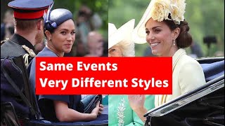 Kate and Meghan Style Feud Catherine vs Meghans Fashion Looks At The Same Events [upl. by Ttenaj670]