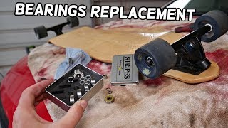 HOW TO REPLACE LONGBOARD SKATEBOARD BEARINGS [upl. by Georgeanna]