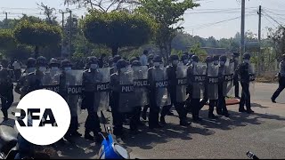 Police Shoot AntiCoup Protesters with Rubber Bullets in Southern Myanmar [upl. by Anniroc]