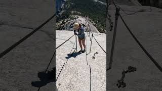 DESCENDING THE DEADLY HALF DOME CABLES 🏞️  hikingadventures [upl. by Harret]