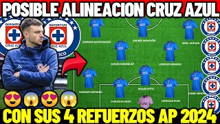 ✅🚨 DE LUJO  ¡Así Sera la Posible ALINEACIÓN de Super Cruz Azul Con sus Nuevos 4 REFUERZOS AP 2024 [upl. by Apilef]