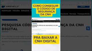 CÓDIGO DE SEGURANÇA DA CNH COMO CONSEGUIR ONLINE NO SITE DETRAN SP cnhdigital [upl. by Acima990]