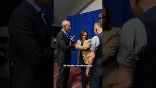 Bruce Springsteen greets Barack Obama and Kamala Harris backstage [upl. by Etsirk]