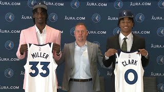 WATCH Wolves introduce draft picks Leonard Miller Jaylen Clark [upl. by Iatnohs]