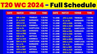 ICC T20 World Cup 2024 Schedule Time Table  T20 World Cup 2024 Schedule Announce [upl. by Salisbarry]