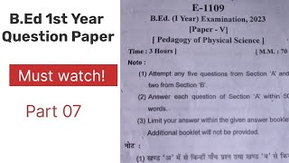 BEd Students Must watch Before Exams  BEd previous year question paper [upl. by Akcemat]