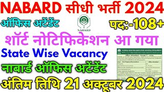 NABARD Office Attendant 108 Permanent Vacancy Short Notification 2024 [upl. by Karia642]