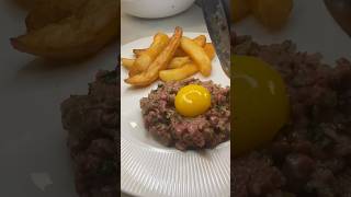 Steak tartare with double cooked chips goldancooks food homechef steaktartare dinner [upl. by Wedurn]