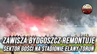 ZAWISZA BYDGOSZCZ REMONTUJE SEKTOR GOŚCI NA STADIONIE ELANY TORUŃ 09112024 [upl. by Ahtelrac]