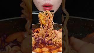 ASMR Eating Tokbokki and Super Spicy Noodles2 asmr mukbang tokbokki food shorts [upl. by Helsell975]