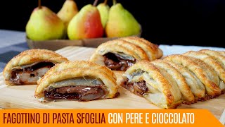 Fagottino di pasta sfoglia con pere e cioccolato  Le video ricette di Lara [upl. by Kremer]