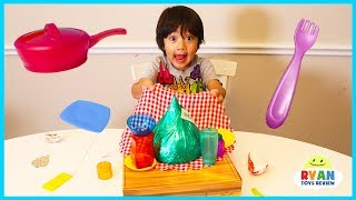 Ryan plays Crazy Cafe Board Game for kids with Egg Surprise Eggs [upl. by Lesya363]