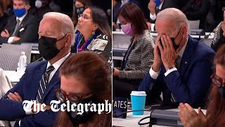 Joe Biden appears to fall asleep during COP26 speeches [upl. by Legnaleugim]