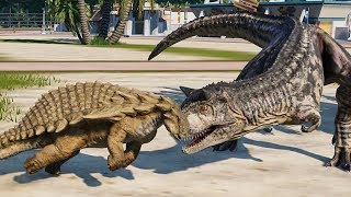 Polacanthus Nodosaurus amp 2 Carnotaurus Breakout amp Fight Jurassic World Evolution 4K 60FPS [upl. by Ylrebmik]