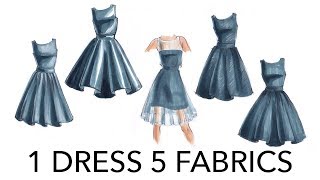 Fashion Illustration Tutorial 1 Dress 5 Fabrications 2 Bonus Renderings [upl. by Dolph965]