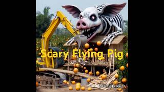 Scary Flying Pig Smash Hut At Grapefruit Farm With backho monsterpig animals excavator 1082 [upl. by Canada]