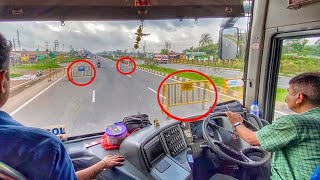 EXTREMELY HIGHSPEED amp SKILLED SCANIA BUS DRIVING At NH 19  VOLVO BUS Driving [upl. by Reivilo]