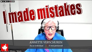 I made some mistakes Annette Verschuren is back to testify at Green Slush Fund hearing 20112024 [upl. by Hayikat866]