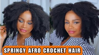 BEST CROCHET AFRO HAIR TUTORIAL Using Expression Springy Afro Twist  Invisible Crochet Type 4 Hair [upl. by Pascha234]