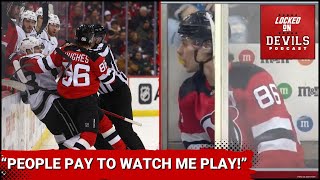 Jack Hughes Was Not Happy With Viktor Arvidssons Antics as The Devils Failed to Beat LA [upl. by Harleigh]