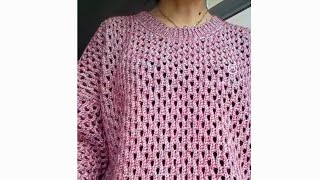 Tiğişi Ajurlu Kazak Yapımı Part 5Renkhane4627Ayten ce crochet crochetblouse ajurluörgü ‼️👍 [upl. by Byram]