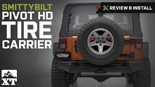 Jeep Wrangler Smittybilt Pivot HD Tire Carrier 20072017 JK Review amp Install [upl. by Eilsel151]