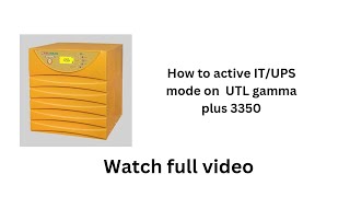 HOW TO ON IT  UPS MODE ON UTL GAMMA PLUS 3350 কিভাবে ITUPS mode চালু করবেন [upl. by Onilecram]