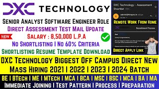 Finally DXC Technology OFF Campus New Hiring Announced For 2024 2023 2022 Batch  Salary 85 LPA [upl. by Eremaj]