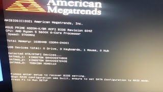 F1 to Run SETUP to recover BIOS setting When RAID configuration set SATA Configuration to RAID mode [upl. by Lucretia676]